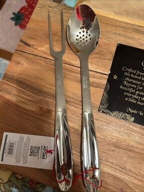 All-Clad Stainless Steel Slotted Spoon & Fork - Silver new with tag
